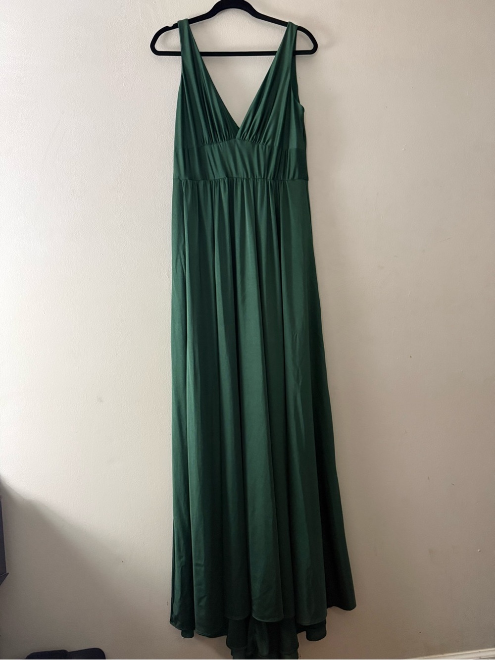 La Femme Deep Teal V-Neck Maxi Gown with Side Slit - Size 14 - Picture 4 of 12